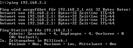 Ein Ping in der Dosbox auf 192.168.2.1