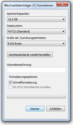 USB formatieren mit Win 7