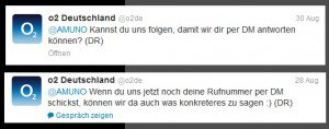 Twitter-Kommunikation mit O2