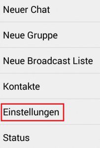 Whatsapp löschen - Einstellungen