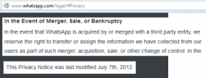 Auszug aus Whatsapp Privacy